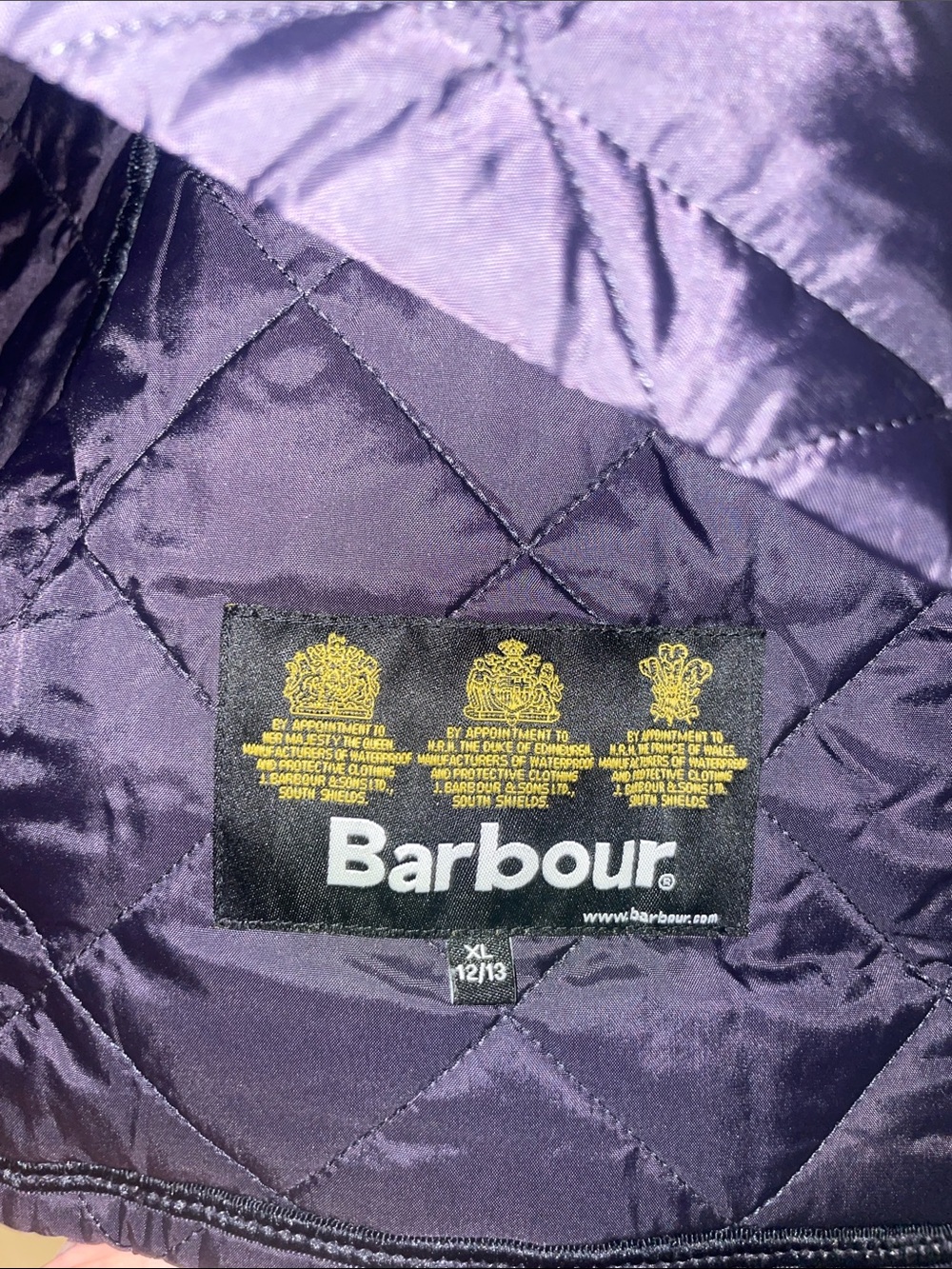 Barbour Boys Navy Quilted Puffer Jacket with Corduroy Collar - Picture 4 of 5
